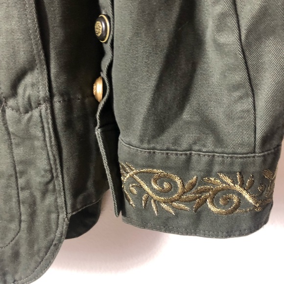 ❤️Zara Trafaluc Military Green Shirt Jacket Shacket Embroidered Golden Pockets S - Picture 7 of 11